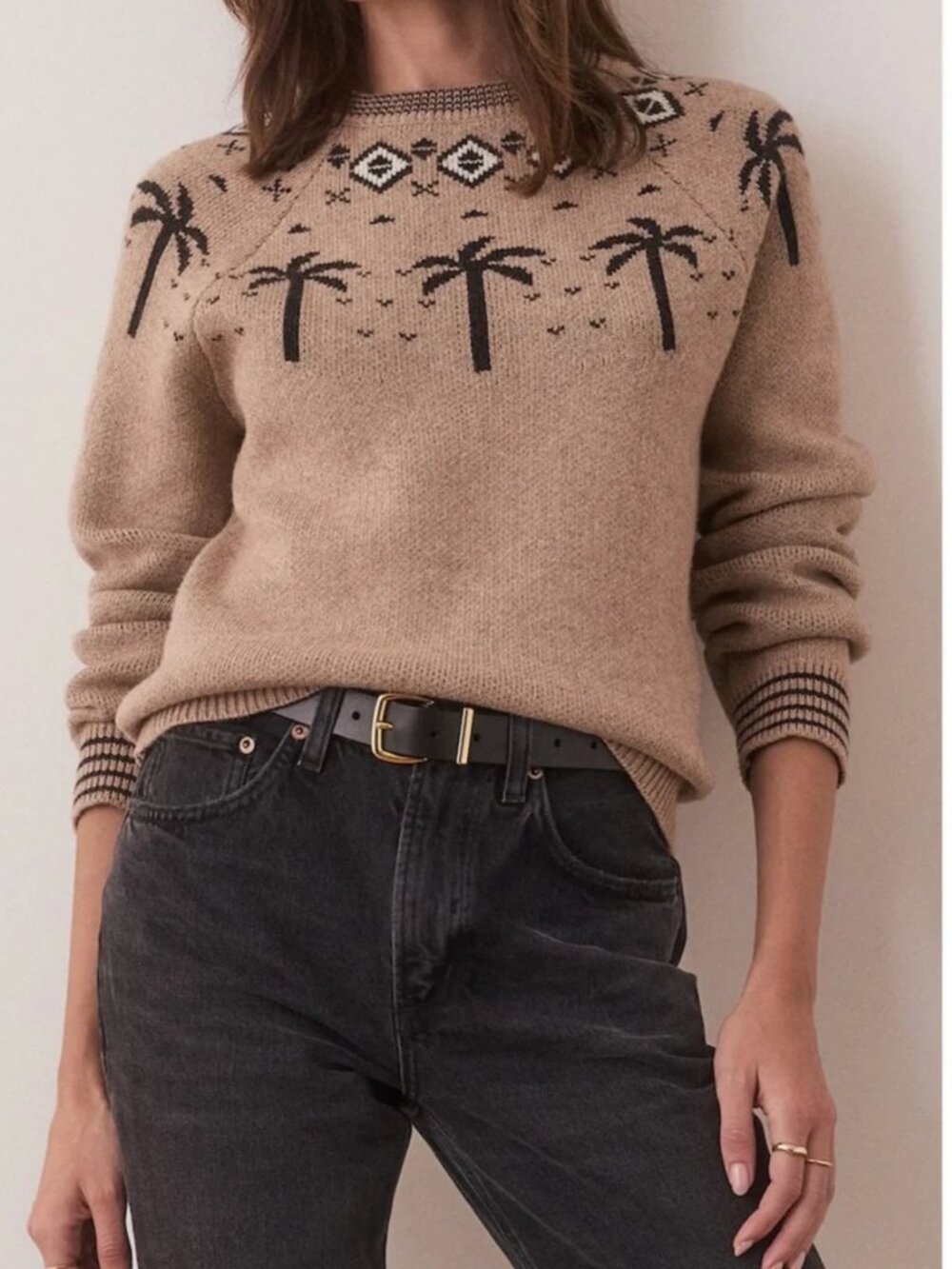 MARINE LAYER Archive Avalon Fair Isle Crewneck Cotton Wool Blend Sweater size S